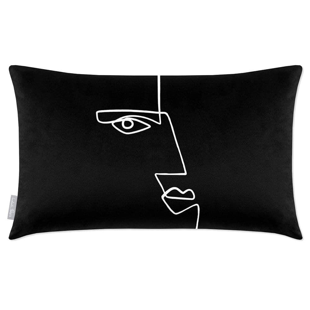 Luxury Eco-Friendly Rectangle Velvet Cushion  - Angular Face  IzabelaPeters Black And White 50 x 30 cm 