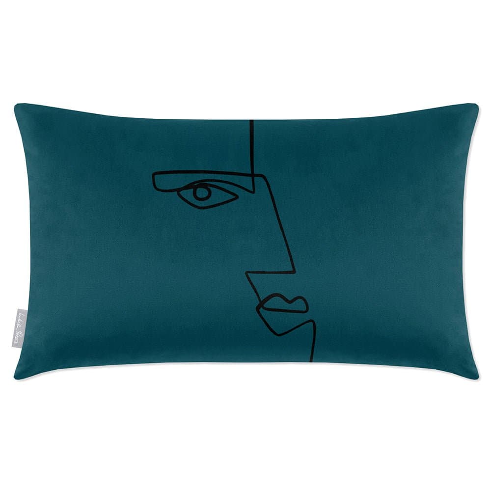 Luxury Eco-Friendly Rectangle Velvet Cushion  - Angular Face  IzabelaPeters Teal 50 x 30 cm 