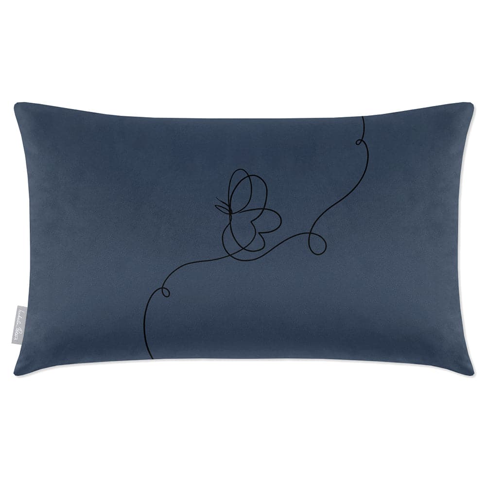 Luxury Eco-Friendly Rectangle Velvet Cushion  - Butterfly  IzabelaPeters Petrol Blue 50 x 30 cm 