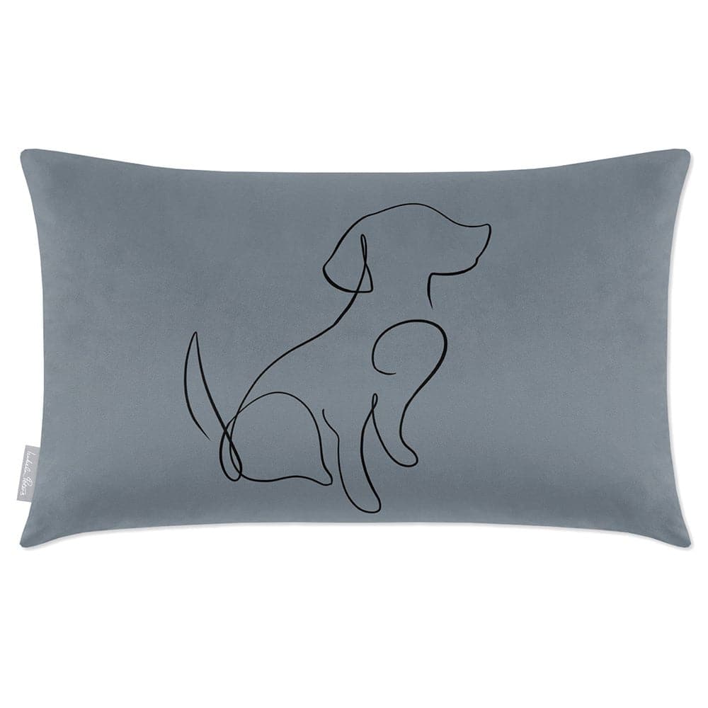 Luxury Eco-Friendly Rectangle Velvet Cushion  - Dog  IzabelaPeters French Grey 50 x 30 cm 