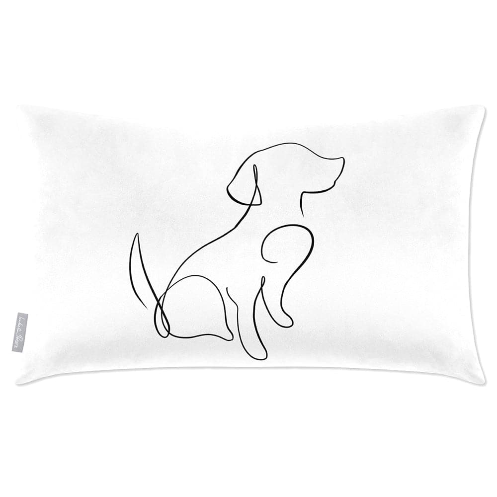 Luxury Eco-Friendly Rectangle Velvet Cushion  - Dog  IzabelaPeters White And Black 50 x 30 cm 