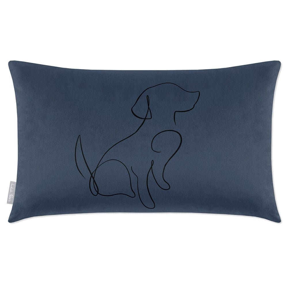Luxury Eco-Friendly Rectangle Velvet Cushion  - Dog  IzabelaPeters Petrol Blue 50 x 30 cm 