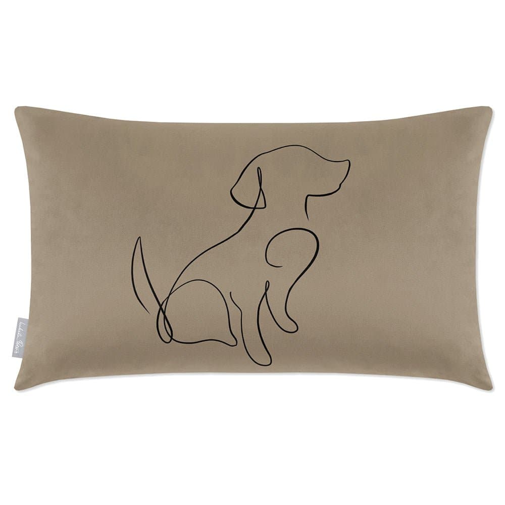 Luxury Eco-Friendly Rectangle Velvet Cushion  - Dog  IzabelaPeters Taupe 50 x 30 cm 