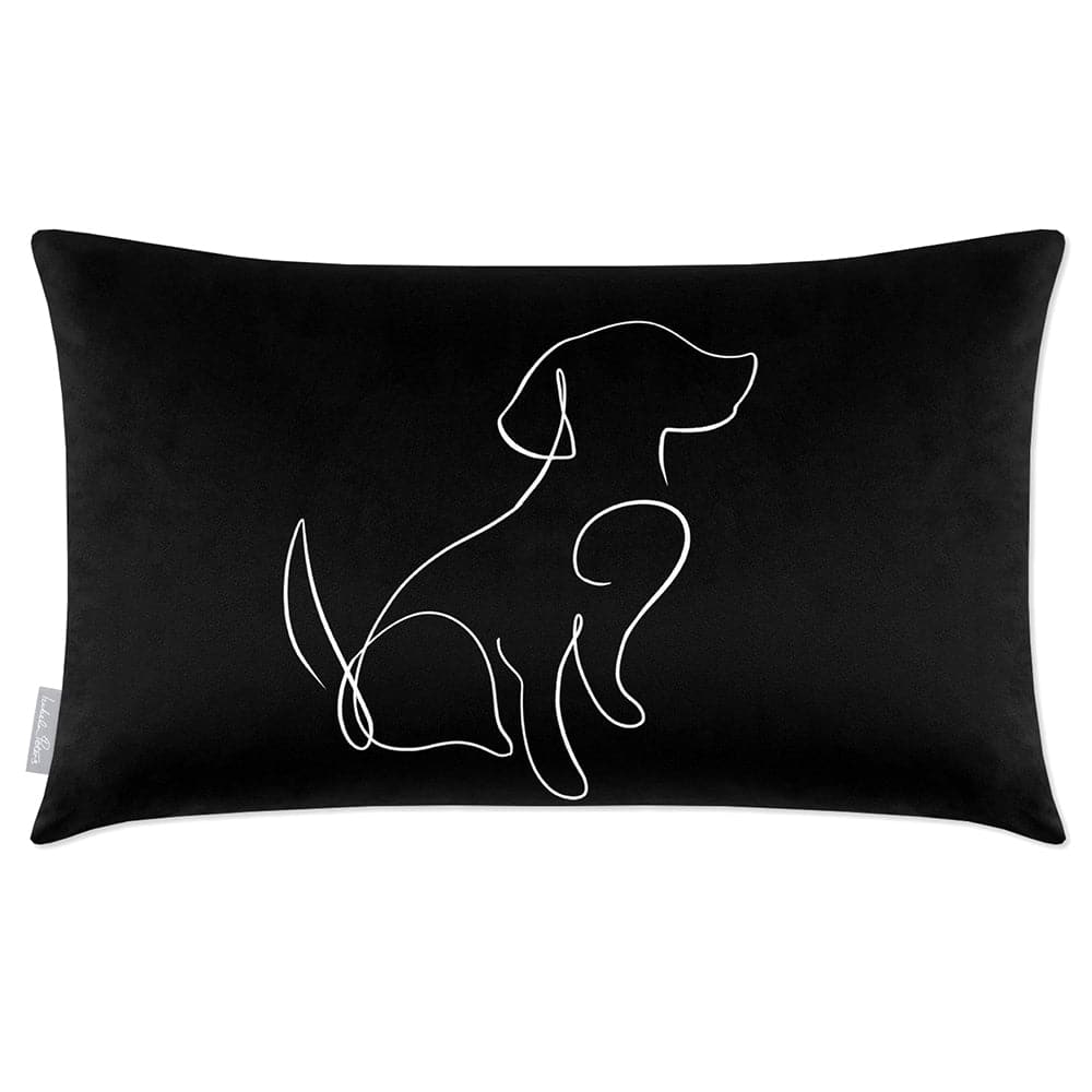 Luxury Eco-Friendly Rectangle Velvet Cushion  - Dog  IzabelaPeters Black And White 50 x 30 cm 