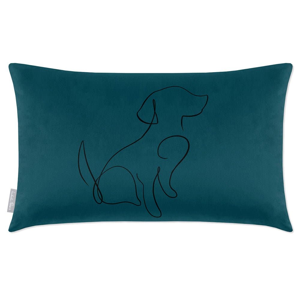 Luxury Eco-Friendly Rectangle Velvet Cushion  - Dog  IzabelaPeters Teal 50 x 30 cm 