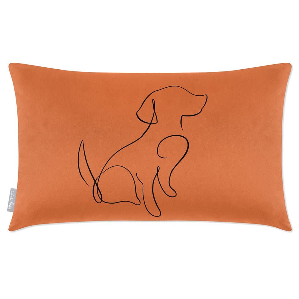 Luxury Eco-Friendly Rectangle Velvet Cushion  - Dog  IzabelaPeters Burnt Ochre 50 x 30 cm 
