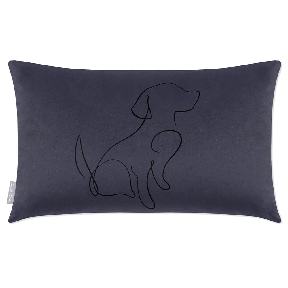 Luxury Eco-Friendly Rectangle Velvet Cushion  - Dog  IzabelaPeters Graphite 50 x 30 cm 