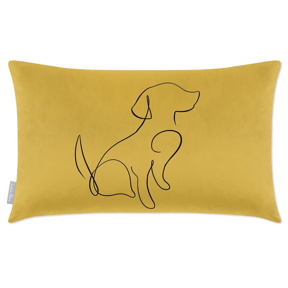 Luxury Eco-Friendly Rectangle Velvet Cushion  - Dog  IzabelaPeters Mustard Ochre 50 x 30 cm 