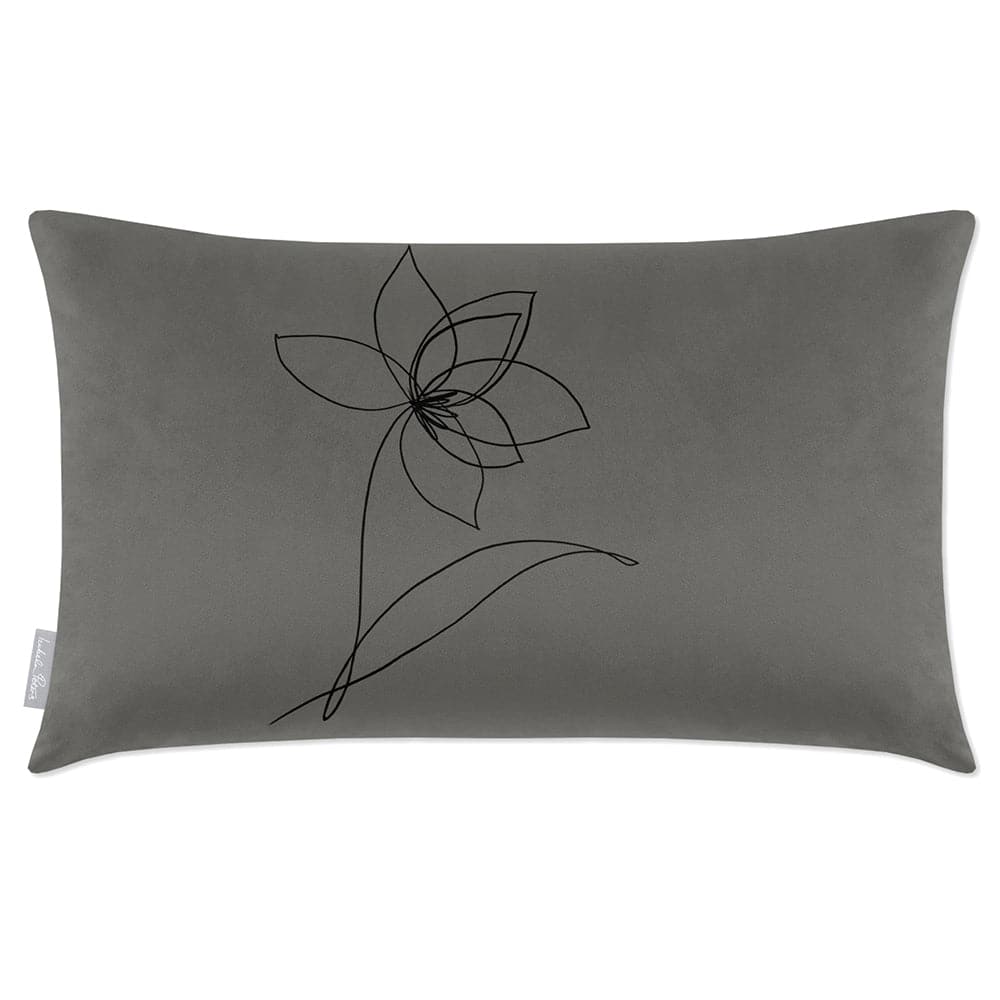 Luxury Eco-Friendly Rectangle Velvet Cushion  - Flower  IzabelaPeters Beluga 50 x 30 cm 