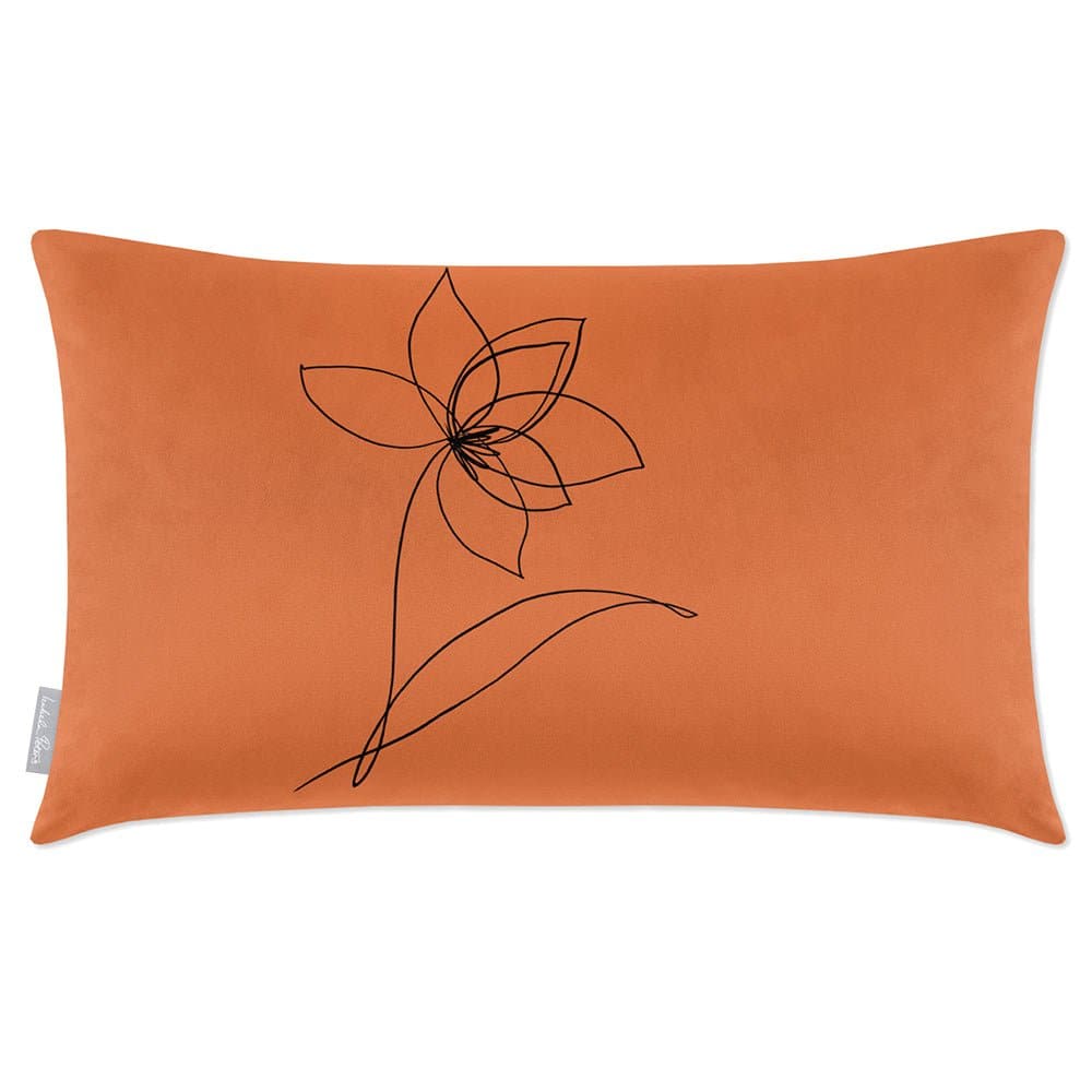 Luxury Eco-Friendly Rectangle Velvet Cushion  - Flower  IzabelaPeters Burnt Ochre 50 x 30 cm 