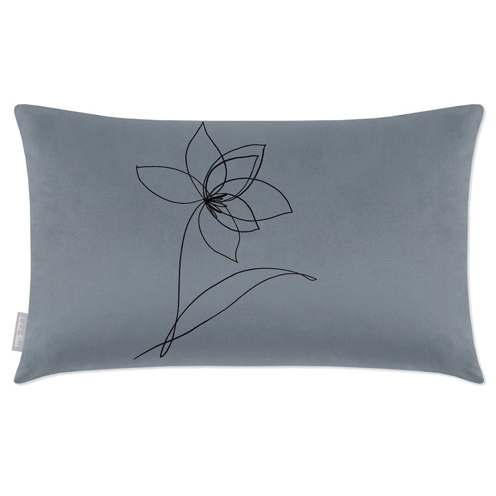 Luxury Eco-Friendly Rectangle Velvet Cushion  - Flower  IzabelaPeters French Grey 50 x 30 cm 
