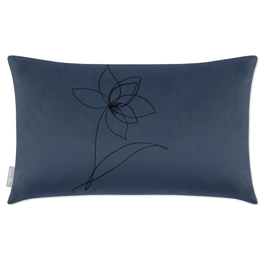 Luxury Eco-Friendly Rectangle Velvet Cushion  - Flower  IzabelaPeters Petrol Blue 50 x 30 cm 