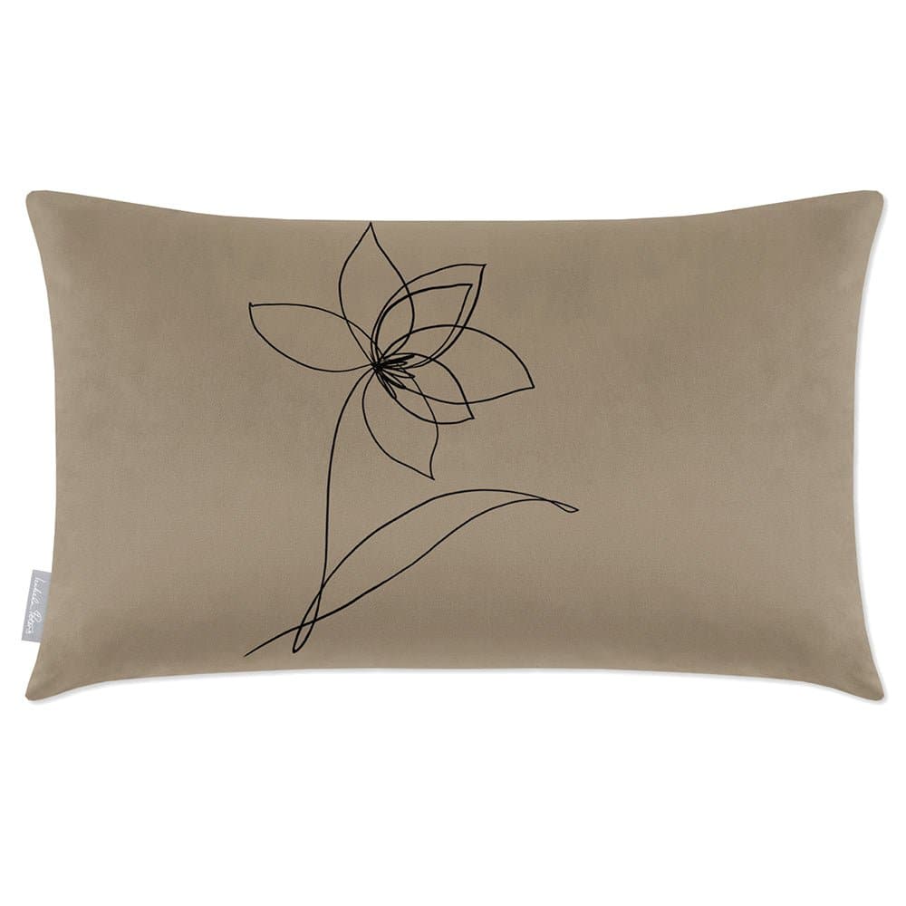 Luxury Eco-Friendly Rectangle Velvet Cushion  - Flower  IzabelaPeters Taupe 50 x 30 cm 