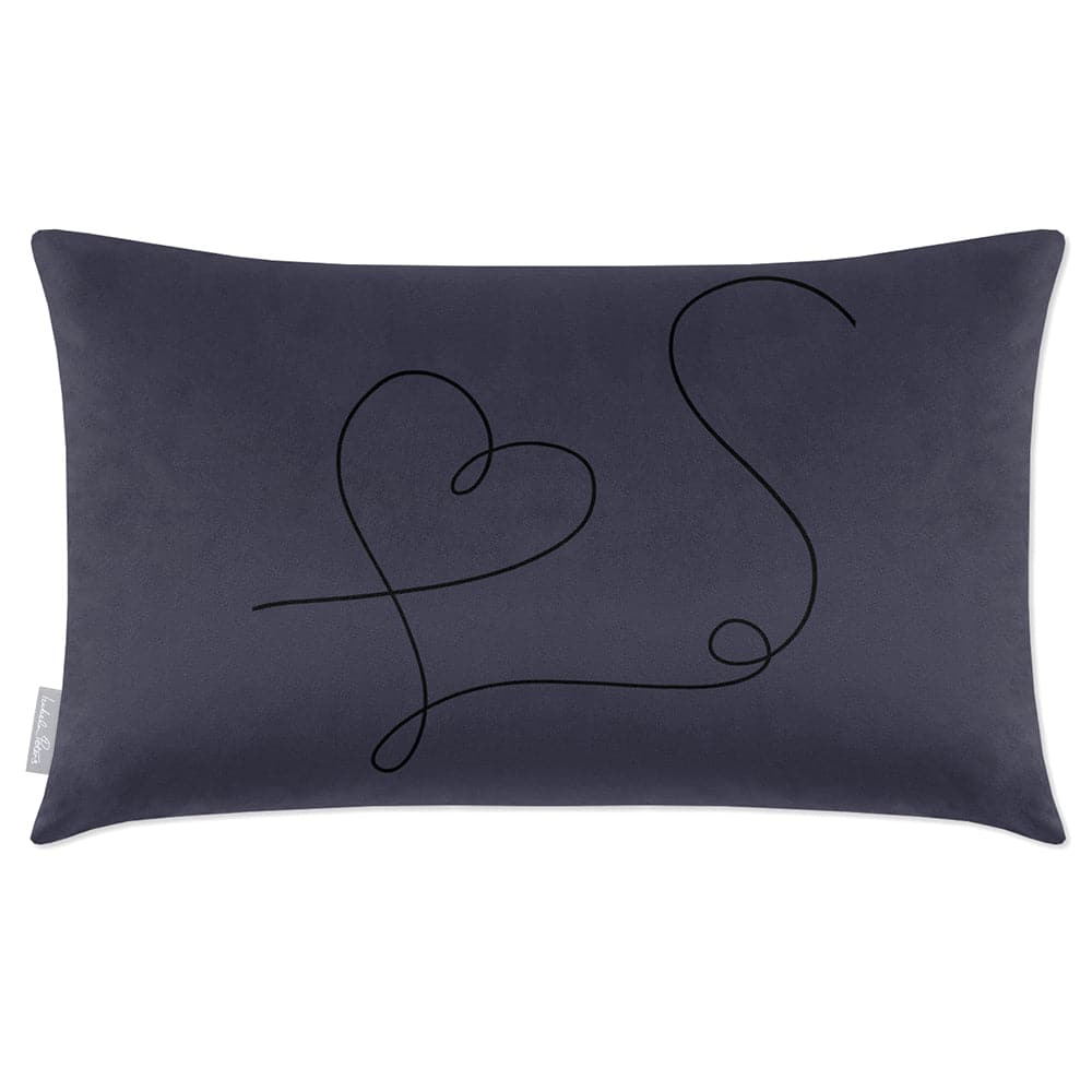 Luxury Eco-Friendly Rectangle Velvet Cushion  - Heart  IzabelaPeters Graphite 50 x 30 cm 
