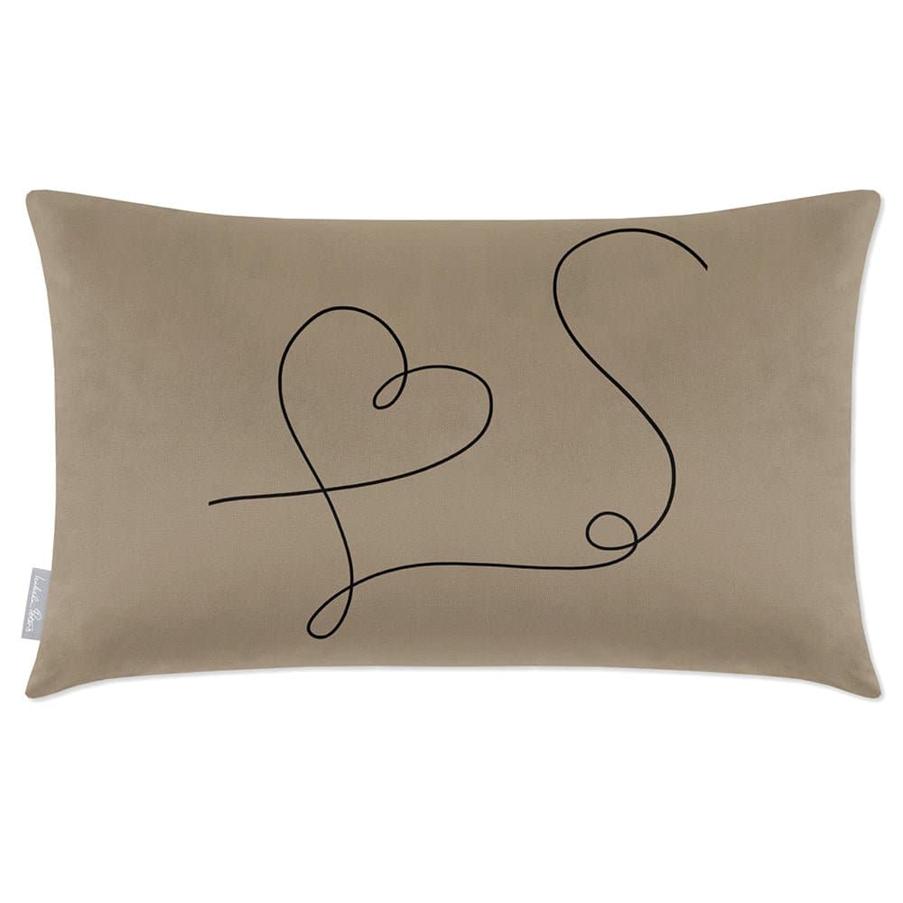 Luxury Eco-Friendly Rectangle Velvet Cushion  - Heart  IzabelaPeters Taupe 50 x 30 cm 