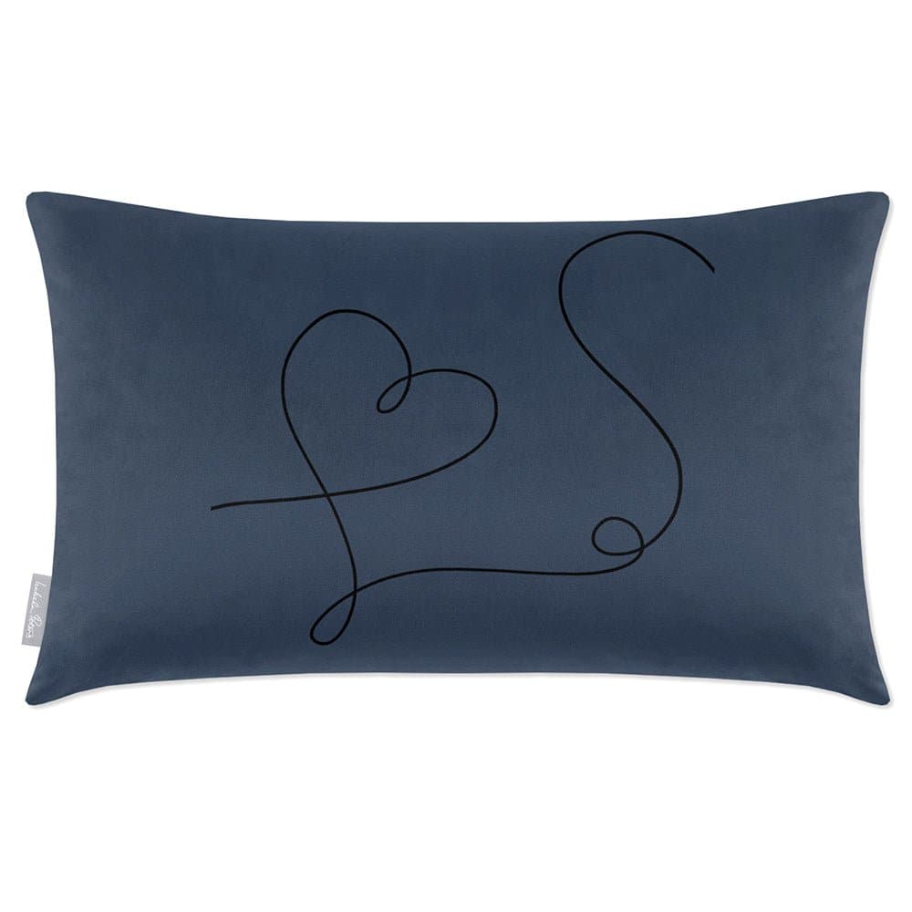 Luxury Eco-Friendly Rectangle Velvet Cushion  - Heart  IzabelaPeters Petrol Blue 50 x 30 cm 