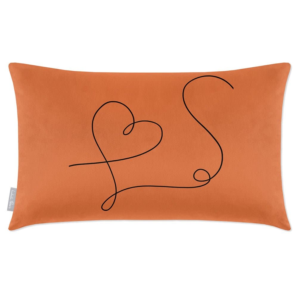 Luxury Eco-Friendly Rectangle Velvet Cushion  - Heart  IzabelaPeters Burnt Ochre 50 x 30 cm 
