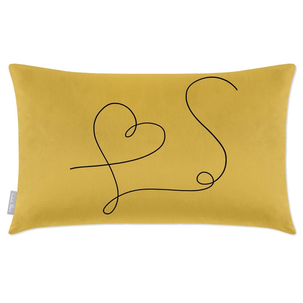 Luxury Eco-Friendly Rectangle Velvet Cushion  - Heart  IzabelaPeters White And Black 50 x 30 cm 