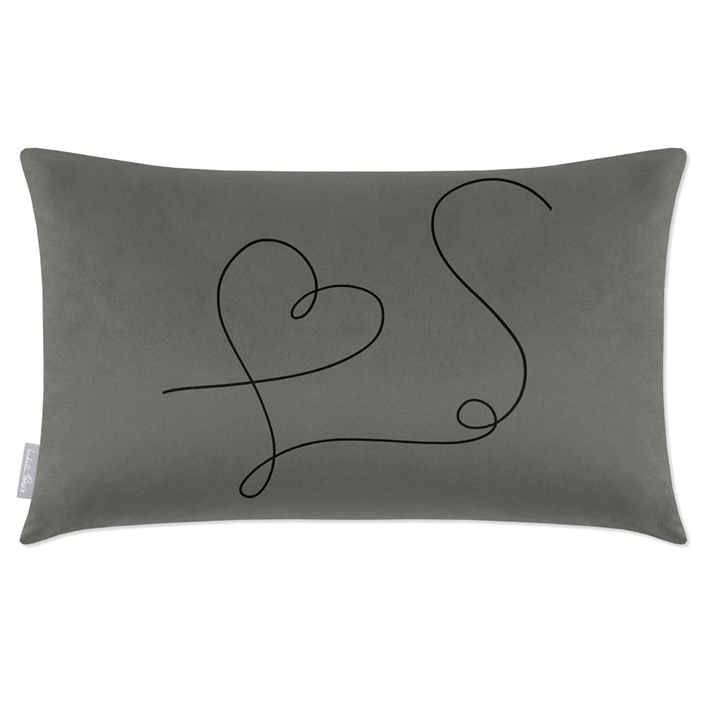Luxury Eco-Friendly Rectangle Velvet Cushion  - Heart  IzabelaPeters Beluga 50 x 30 cm 