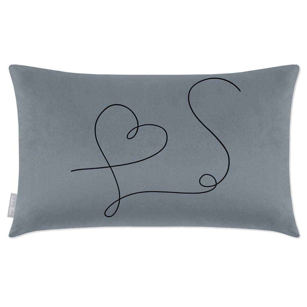 Luxury Eco-Friendly Rectangle Velvet Cushion  - Heart  IzabelaPeters French Grey 50 x 30 cm 