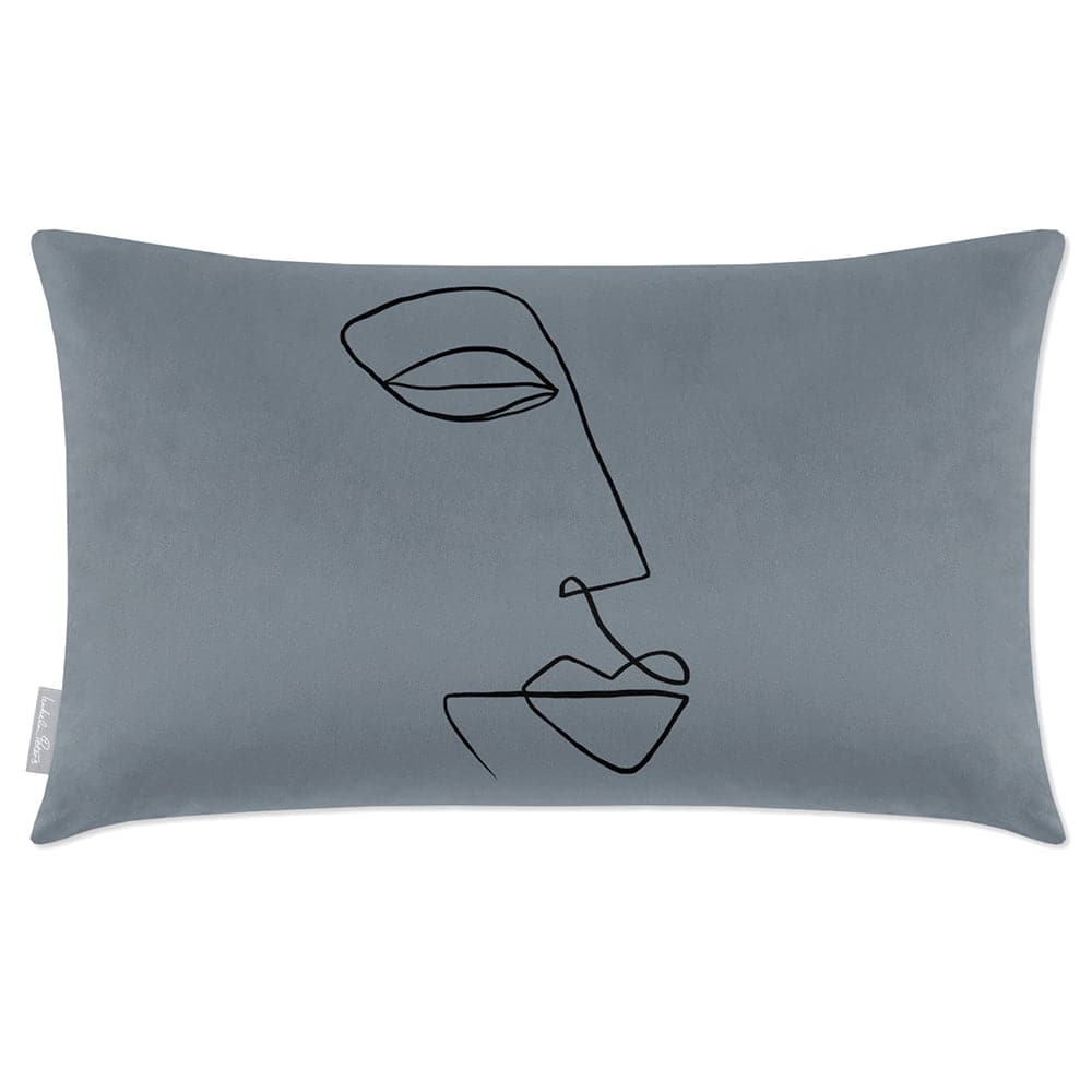 Luxury Eco-Friendly Rectangle Velvet Cushion  - Joyful Face  IzabelaPeters French Grey 50 x 30 cm 
