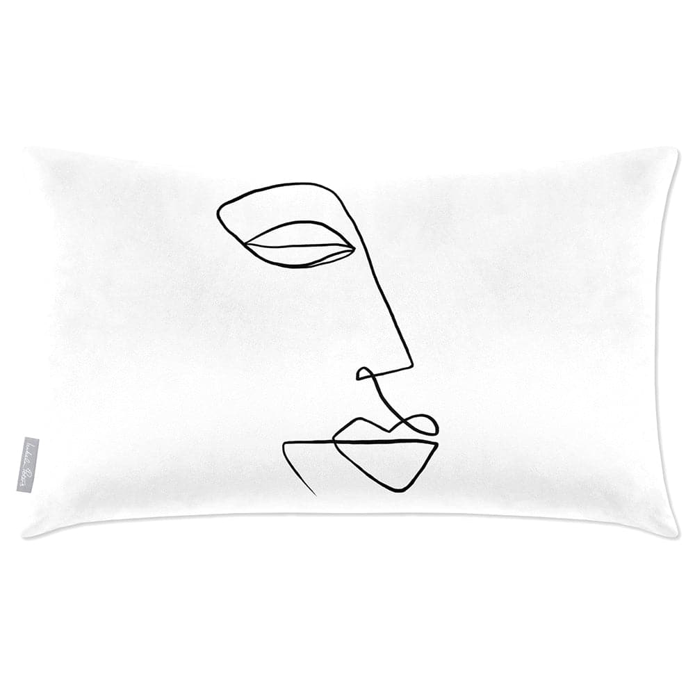 Luxury Eco-Friendly Rectangle Velvet Cushion  - Joyful Face  IzabelaPeters White And Black 50 x 30 cm 