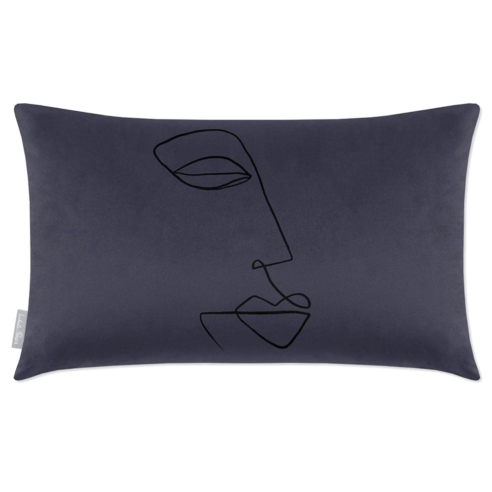 Luxury Eco-Friendly Rectangle Velvet Cushion  - Joyful Face  IzabelaPeters Graphite 50 x 30 cm 