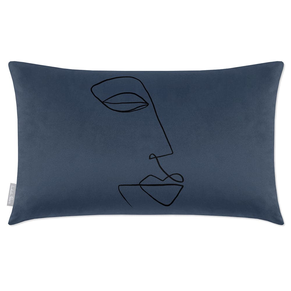 Luxury Eco-Friendly Rectangle Velvet Cushion  - Joyful Face  IzabelaPeters Petrol Blue 50 x 30 cm 