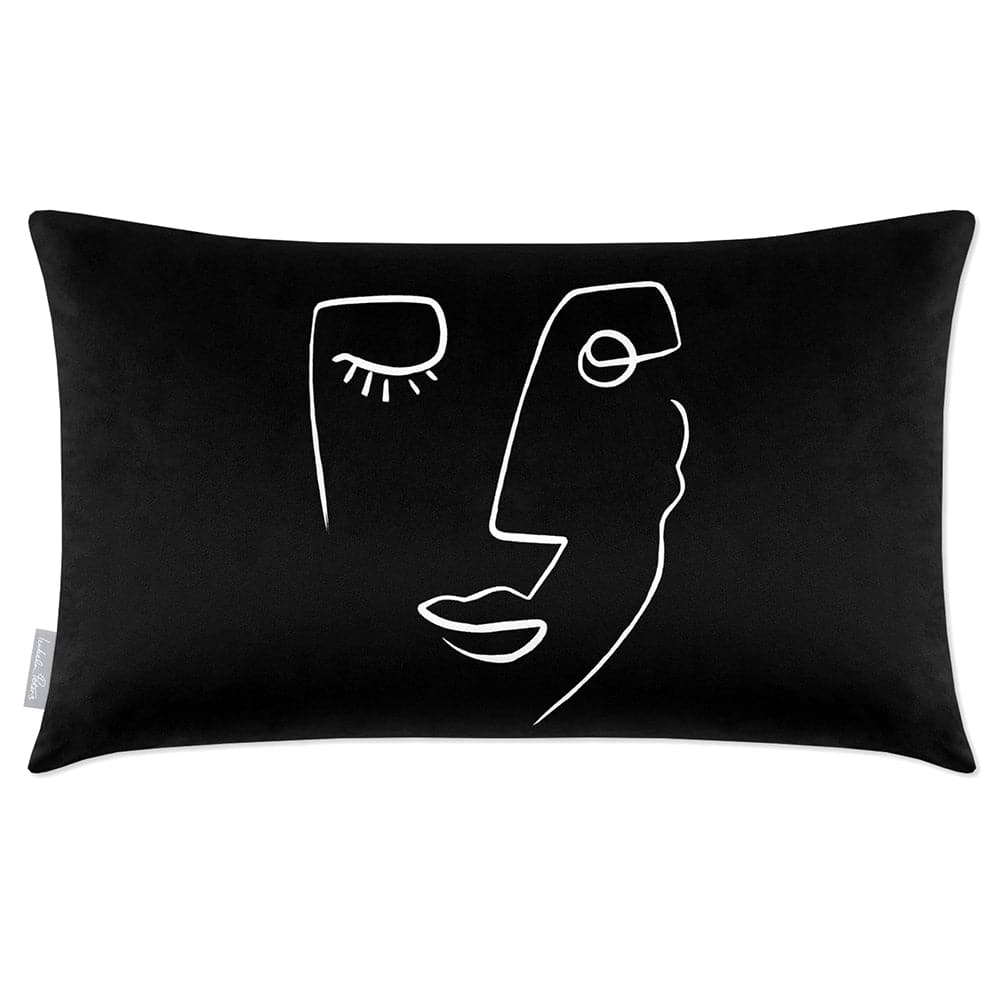 Luxury Eco-Friendly Rectangle Velvet Cushion  - Open Face  IzabelaPeters Black And White 50 x 30 cm 