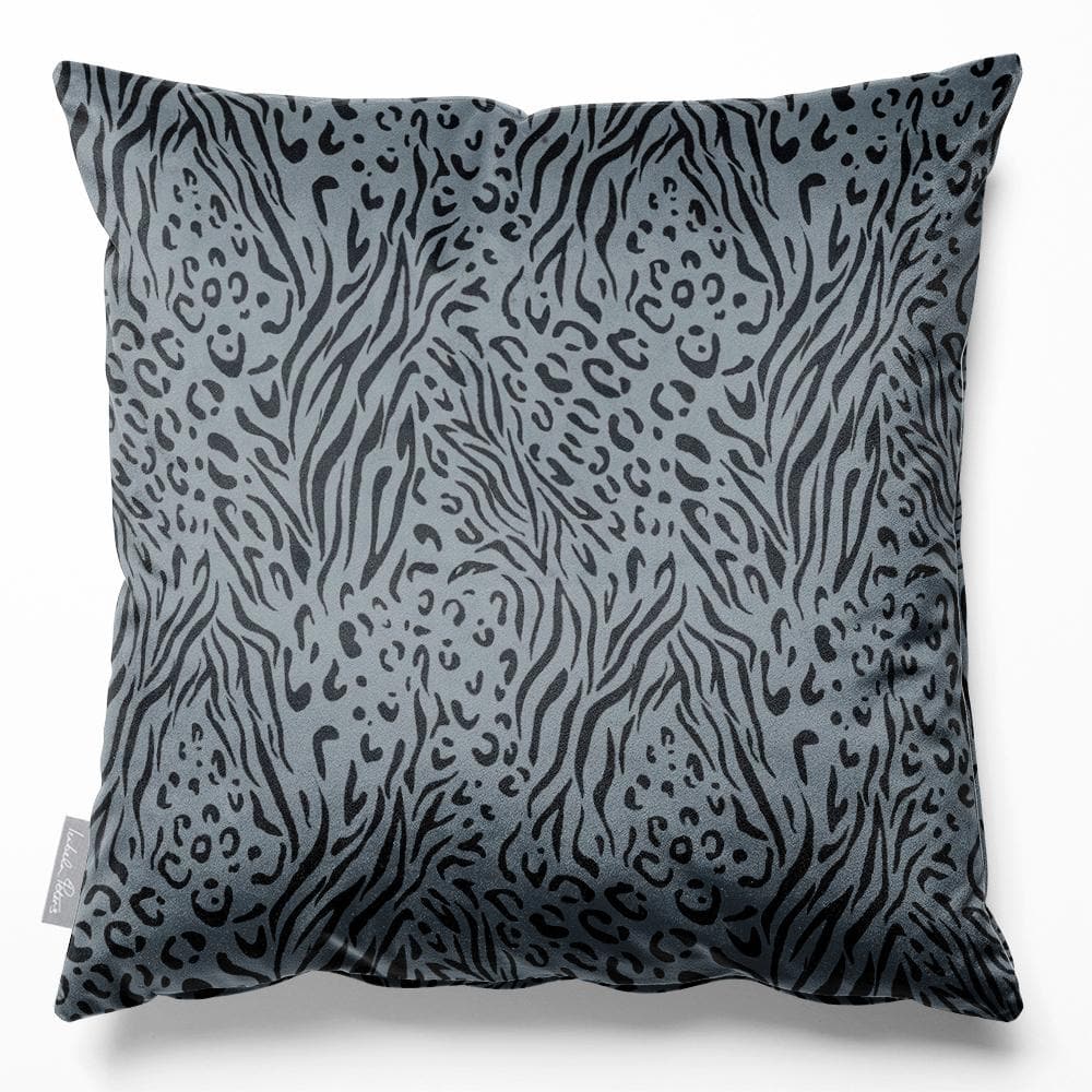 Luxury Eco-Friendly Velvet Cushion  - Animal Fusion Print  IzabelaPeters Grey And Black 40 x 40 cm 