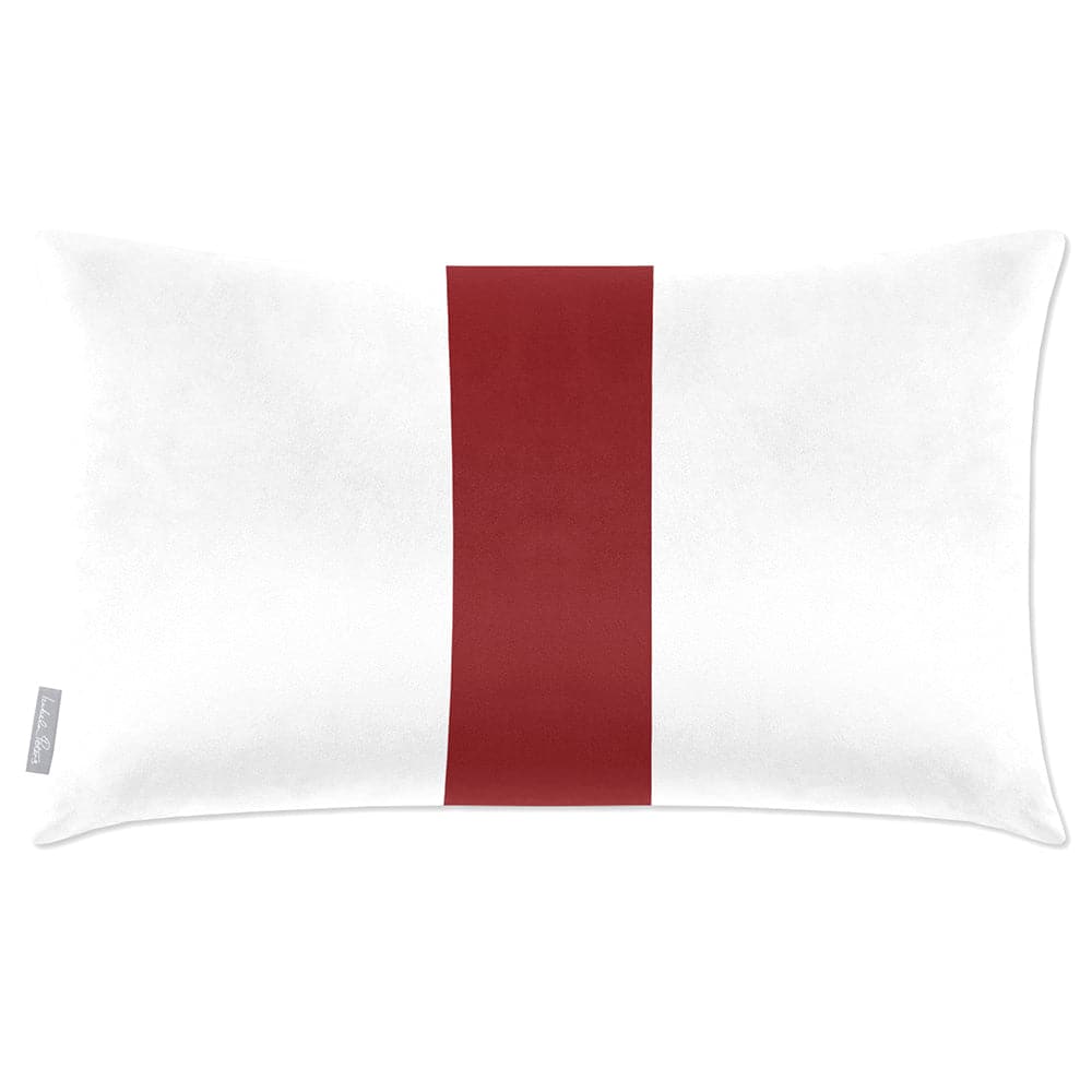 Luxury Eco-Friendly Velvet Rectangle Cushion - 1 Stripe  IzabelaPeters Raspberry Red 50 x 30 cm 