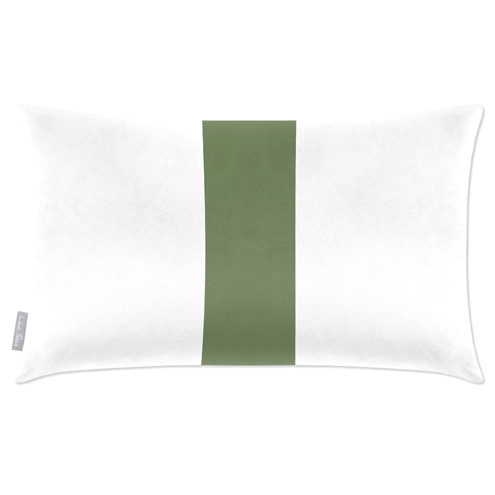 Luxury Eco-Friendly Velvet Rectangle Cushion - 1 Stripe  IzabelaPeters Sage 50 x 30 cm 