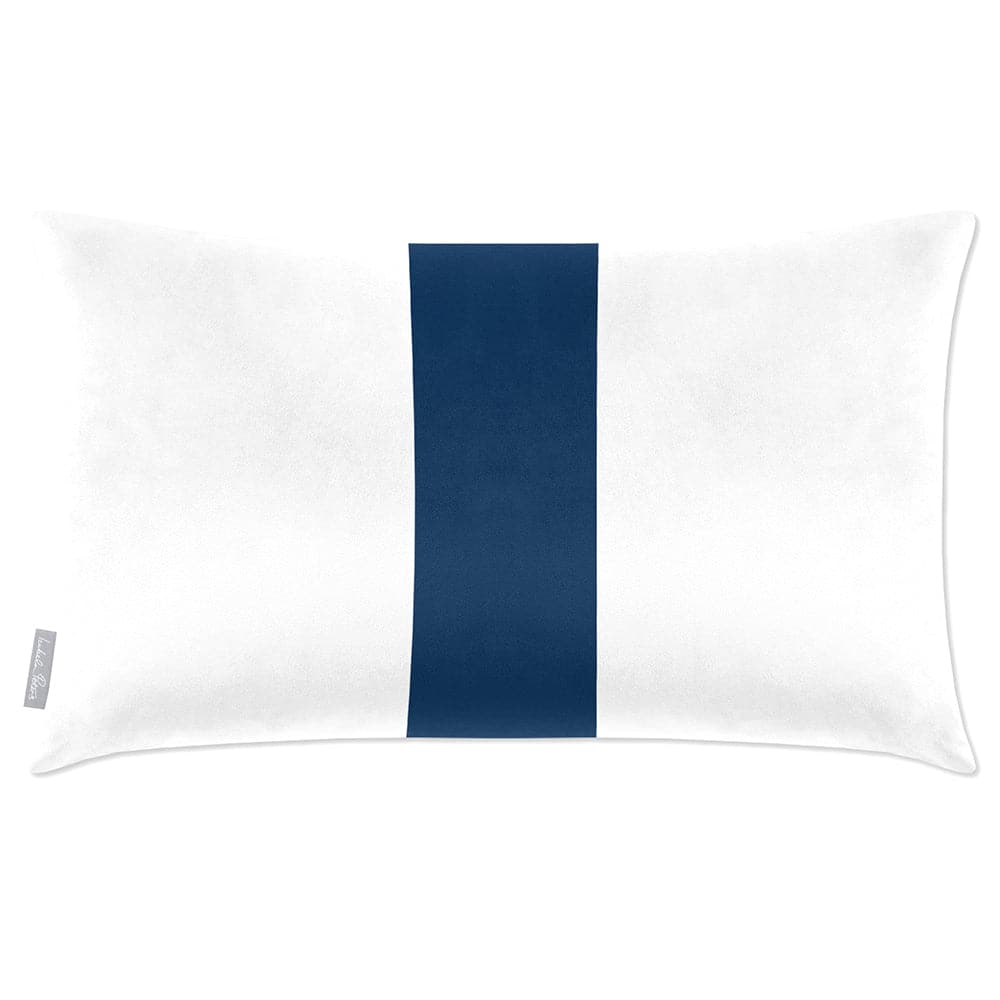 Luxury Eco-Friendly Velvet Rectangle Cushion - 1 Stripe  IzabelaPeters Estate Blue 50 x 30 cm 