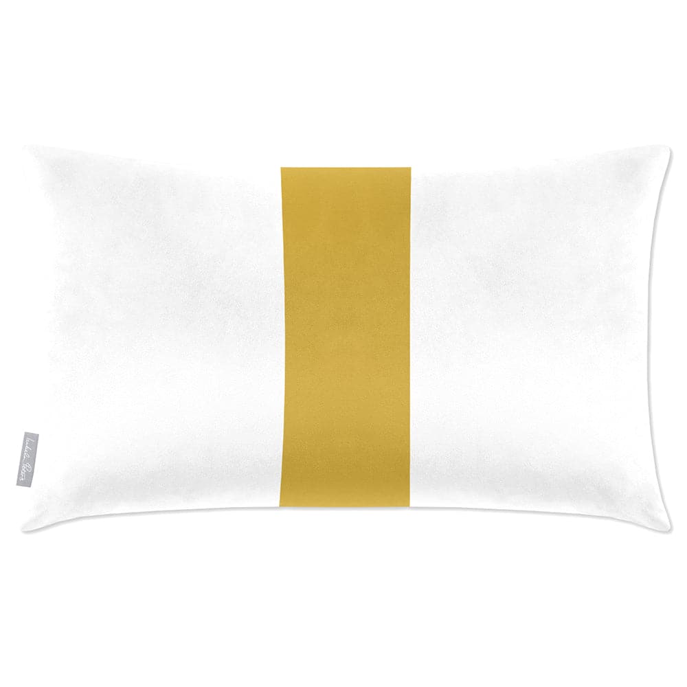 Luxury Eco-Friendly Velvet Rectangle Cushion - 1 Stripe  IzabelaPeters Mustard Ochre 50 x 30 cm 