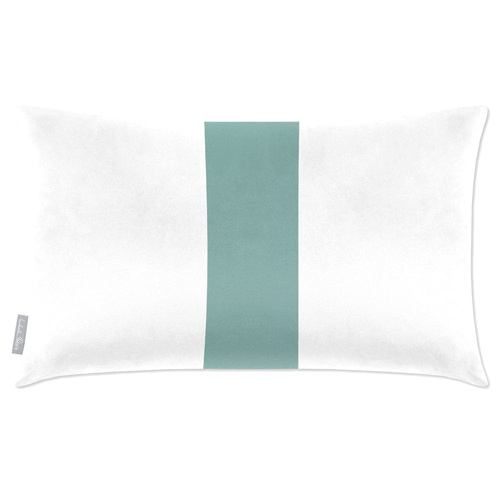 Luxury Eco-Friendly Velvet Rectangle Cushion - 1 Stripe  IzabelaPeters Blue Surf 50 x 30 cm 
