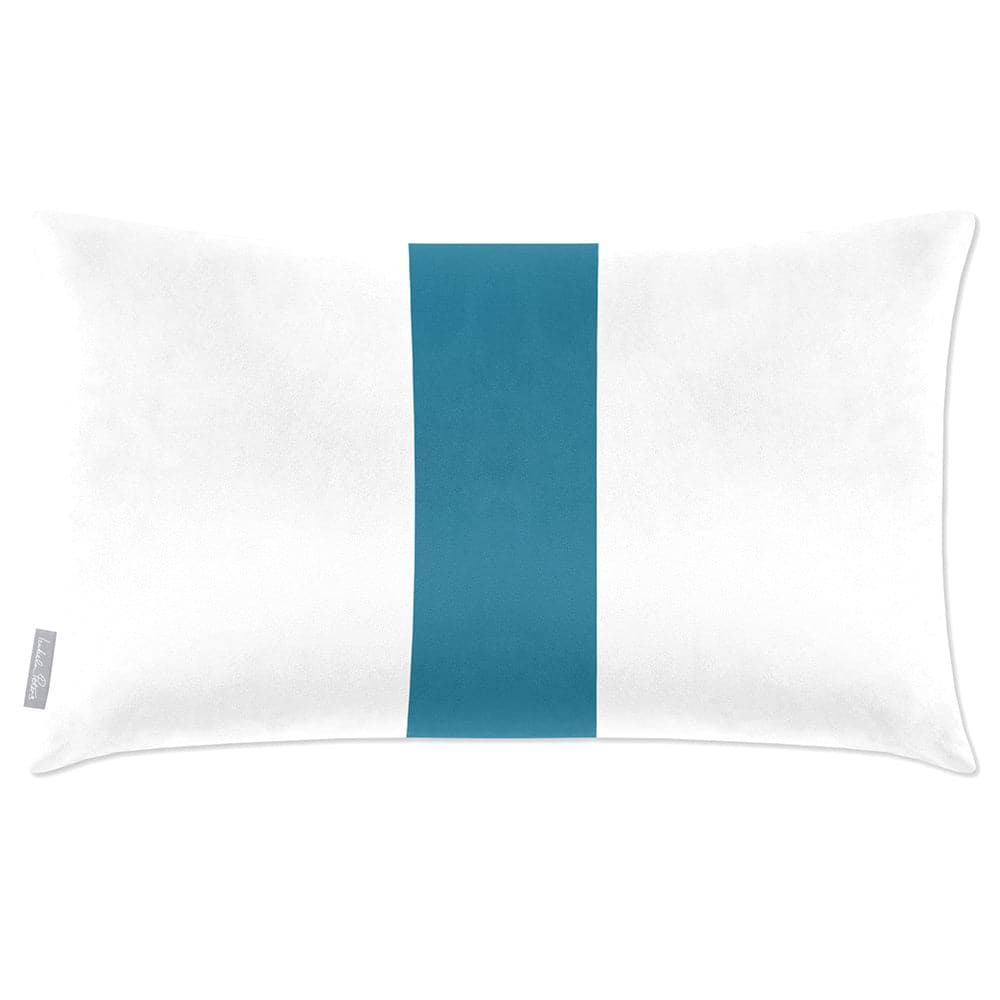 Luxury Eco-Friendly Velvet Rectangle Cushion - 1 Stripe  IzabelaPeters Prussian Blue 50 x 30 cm 