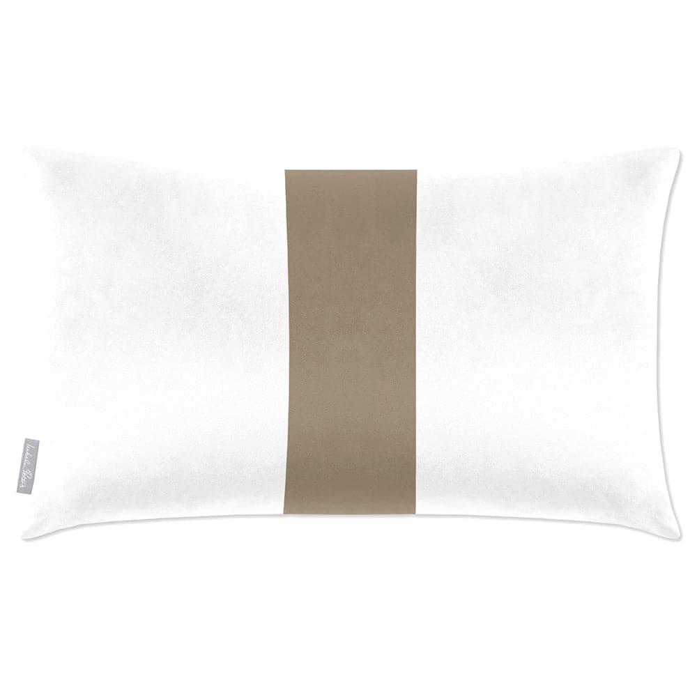 Luxury Eco-Friendly Velvet Rectangle Cushion - 1 Stripe  IzabelaPeters Taupe 50 x 30 cm 
