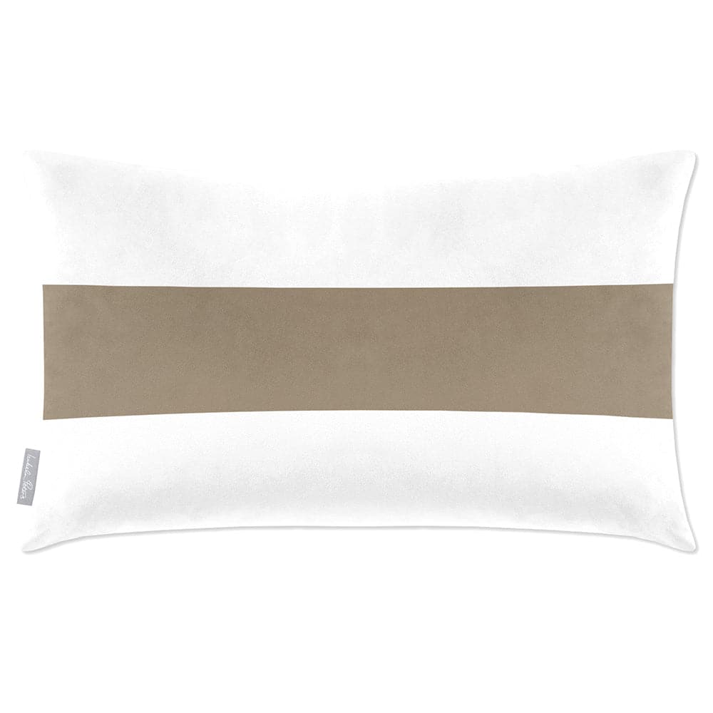 Luxury Eco-Friendly Velvet Rectangle Cushion - 1 Stripe Horizontal  IzabelaPeters Taupe 50 x 30 cm 