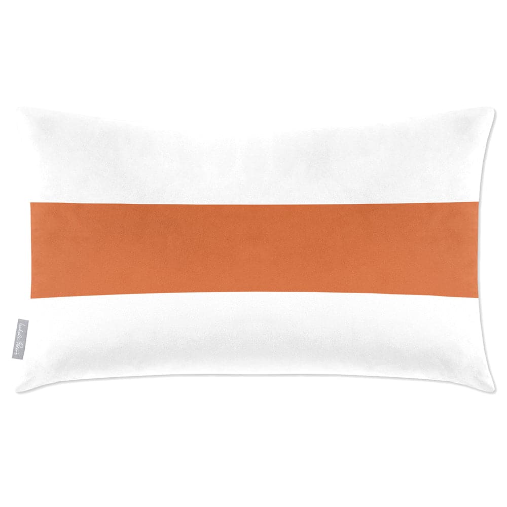 Luxury Eco-Friendly Velvet Rectangle Cushion - 1 Stripe Horizontal  IzabelaPeters Burnt Orange 50 x 30 cm 