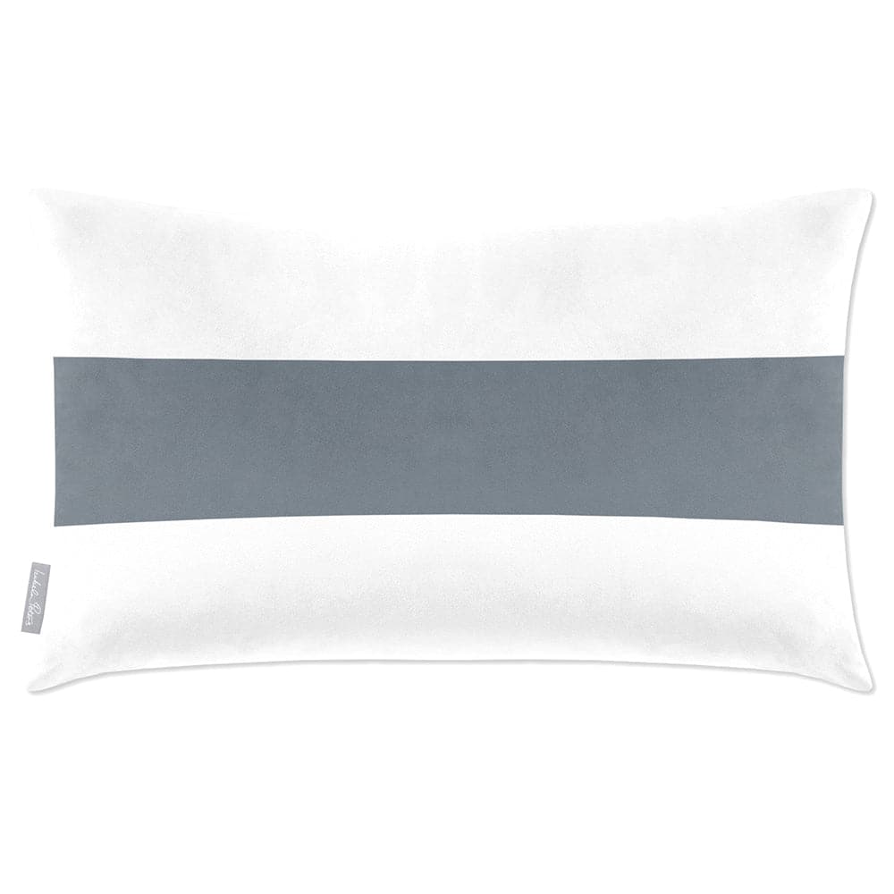 Luxury Eco-Friendly Velvet Rectangle Cushion - 1 Stripe Horizontal  IzabelaPeters French Grey 50 x 30 cm 