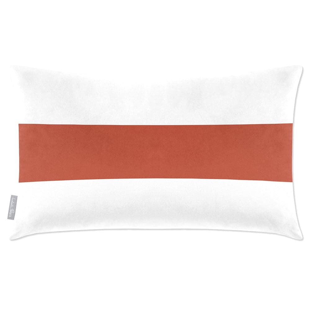 Luxury Eco-Friendly Velvet Rectangle Cushion - 1 Stripe Horizontal  IzabelaPeters Burnt Ochre 50 x 30 cm 
