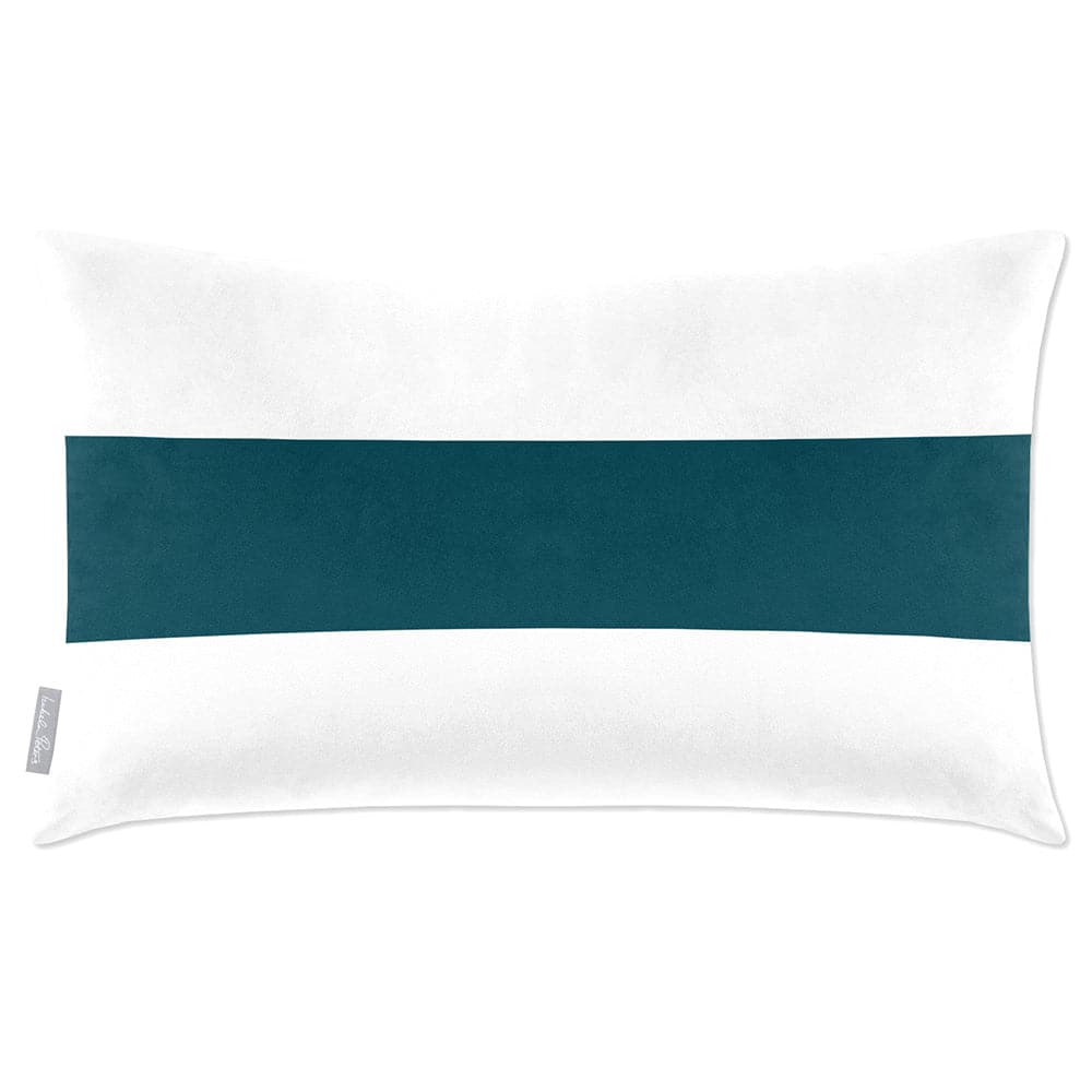 Luxury Eco-Friendly Velvet Rectangle Cushion - 1 Stripe Horizontal  IzabelaPeters Teal 50 x 30 cm 