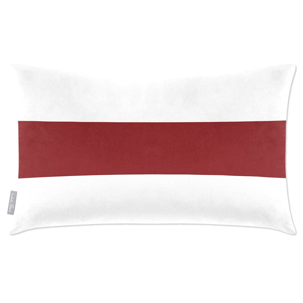 Luxury Eco-Friendly Velvet Rectangle Cushion - 1 Stripe Horizontal  IzabelaPeters Raspberry Red 50 x 30 cm 