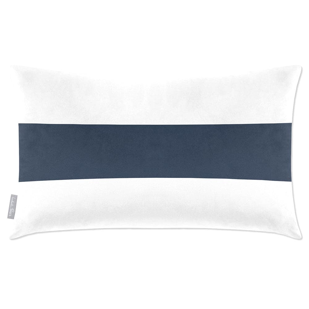 Luxury Eco-Friendly Velvet Rectangle Cushion - 1 Stripe Horizontal  IzabelaPeters Petrol Blue 50 x 30 cm 