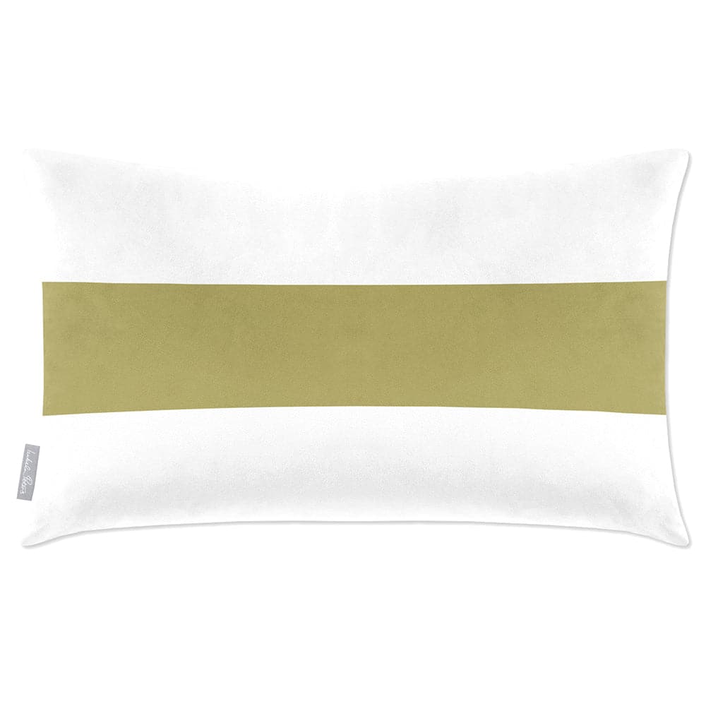 Luxury Eco-Friendly Velvet Rectangle Cushion - 1 Stripe Horizontal  IzabelaPeters Golden Lime 50 x 30 cm 