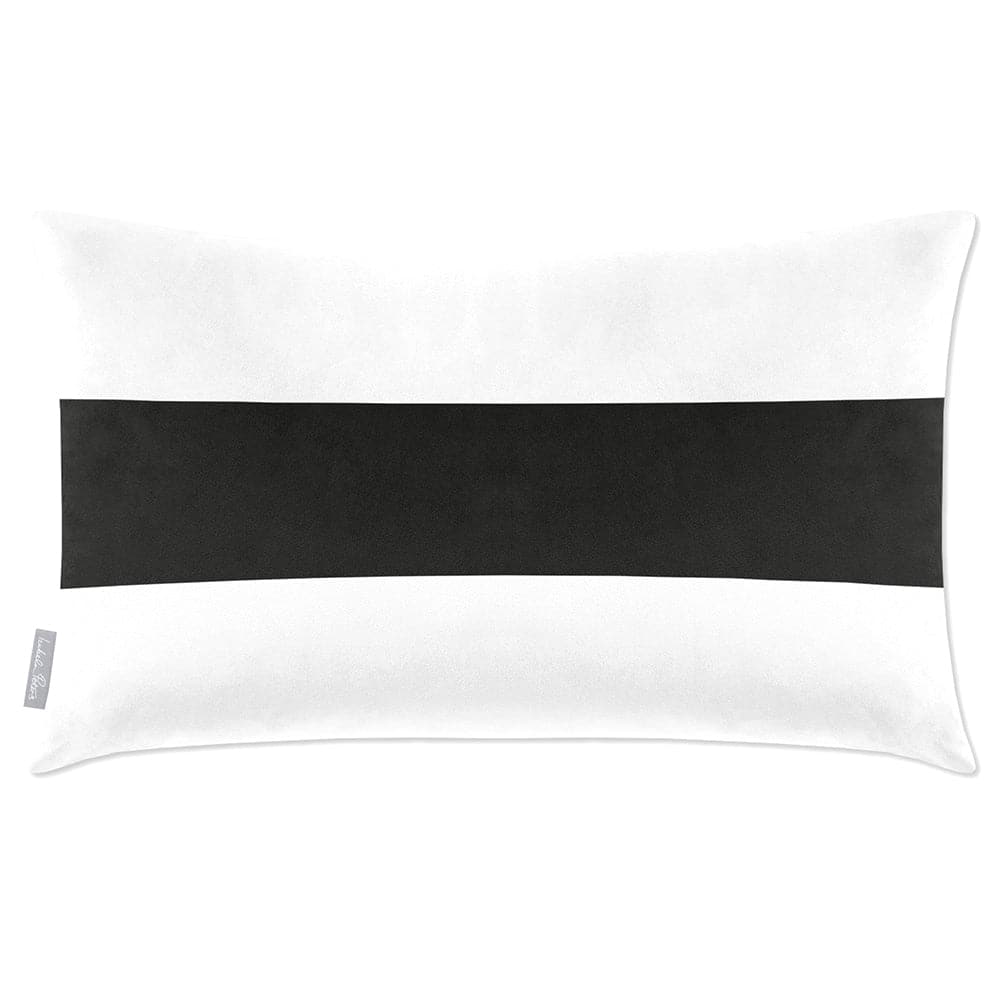 Luxury Eco-Friendly Velvet Rectangle Cushion - 1 Stripe Horizontal  IzabelaPeters Charcoal 50 x 30 cm 