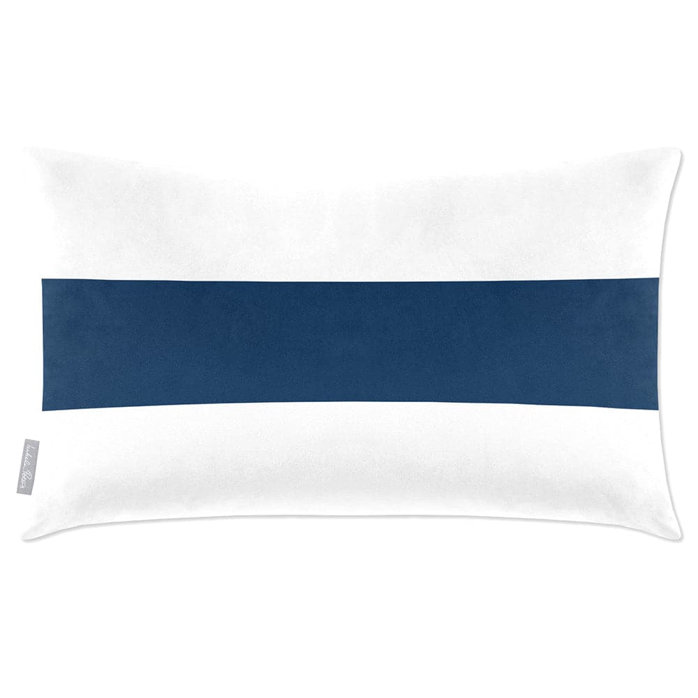 Luxury Eco-Friendly Velvet Rectangle Cushion - 1 Stripe Horizontal  IzabelaPeters Estate Blue 50 x 30 cm 