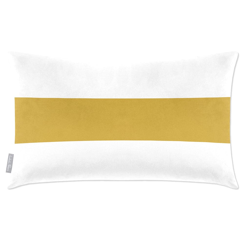 Luxury Eco-Friendly Velvet Rectangle Cushion - 1 Stripe Horizontal  IzabelaPeters Mustard Ochre 50 x 30 cm 