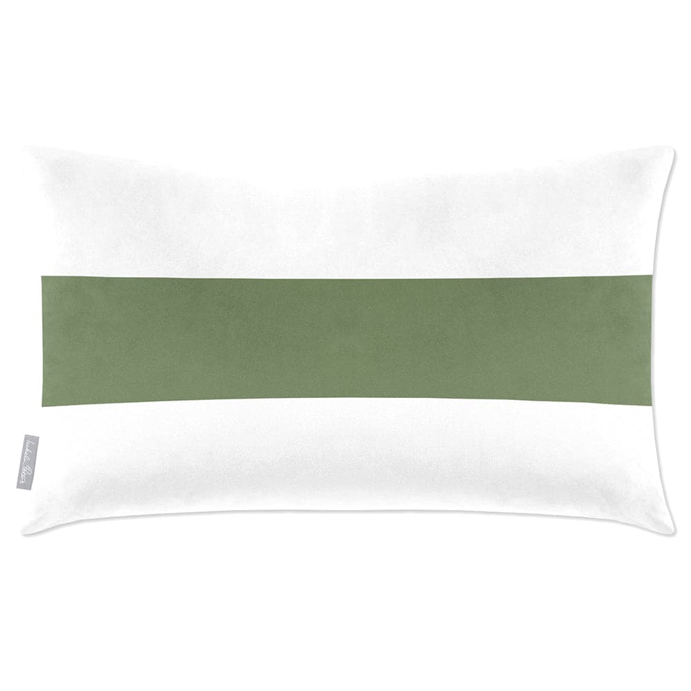 Luxury Eco-Friendly Velvet Rectangle Cushion - 1 Stripe Horizontal  IzabelaPeters Sage 50 x 30 cm 