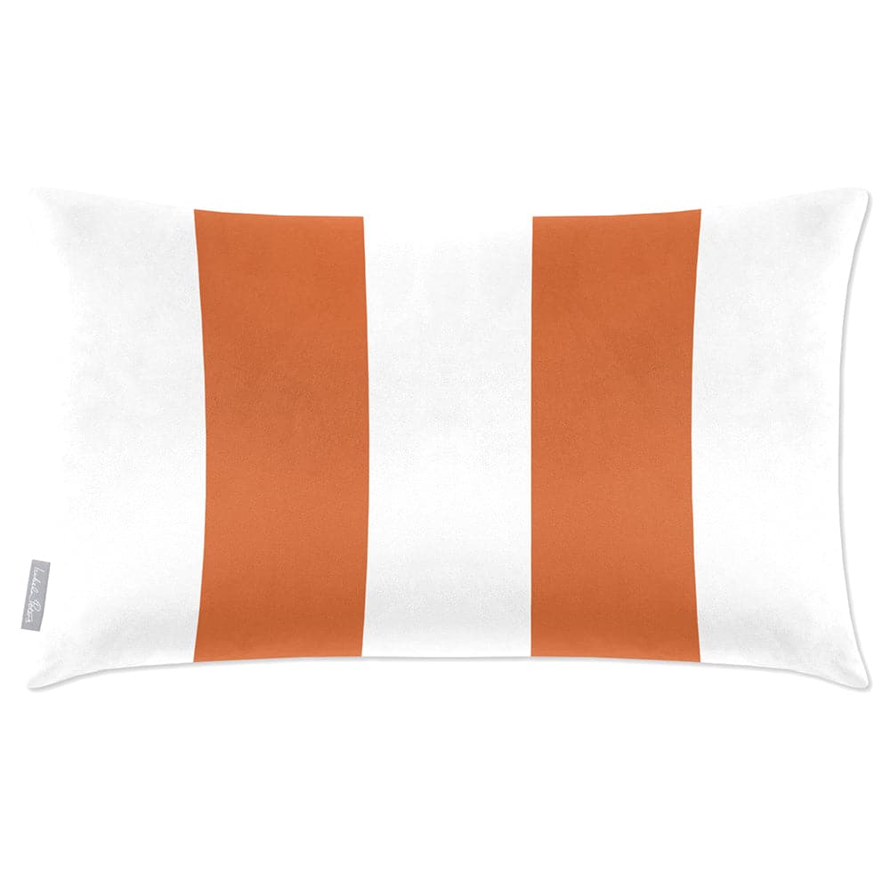 Luxury Eco-Friendly Velvet Rectangle Cushion - 2 Stripes  IzabelaPeters Burnt Orange 50 x 30 cm 